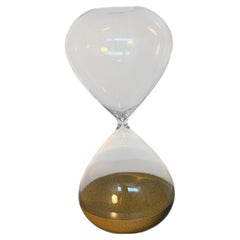 Clear Glass Hourglass with Gold Sand and a Sculptural Heart-Shaped Design
