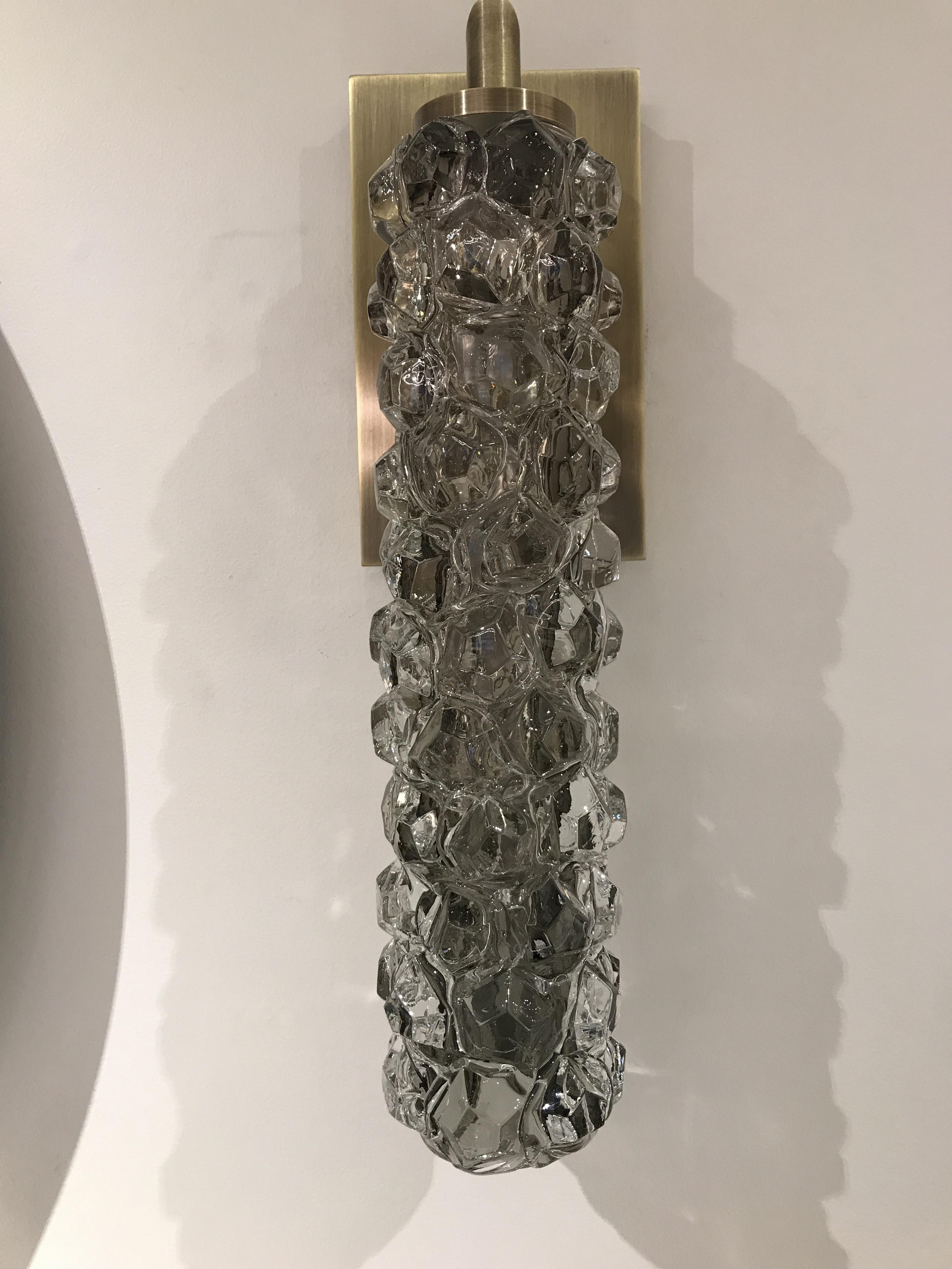 American Clear Glass Ice Sconce by Studio Bel Vetro For Sale