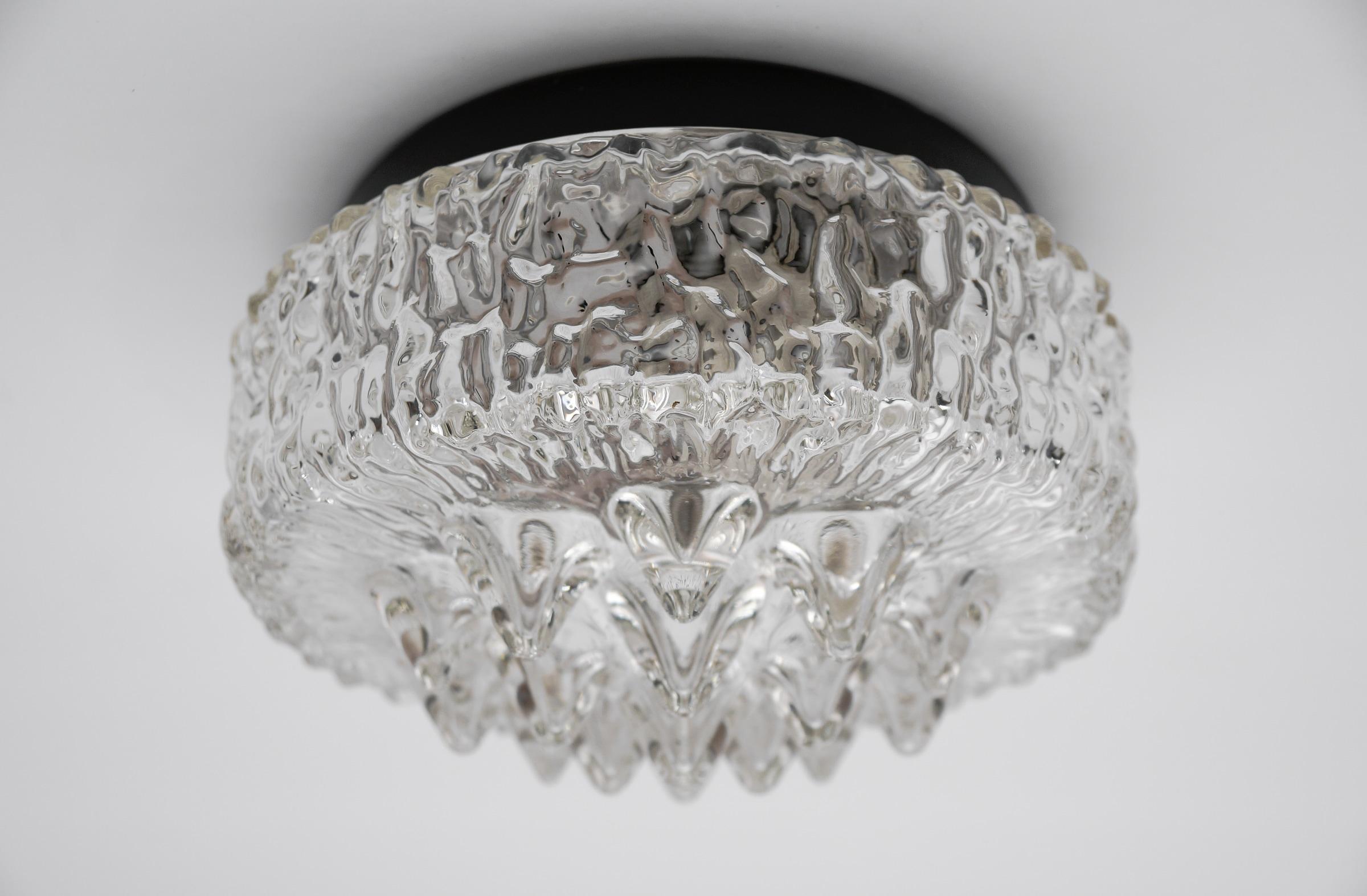 Mid-Century Modern Clear Glass Icicles Flush Mount, Germany 1960s For Sale