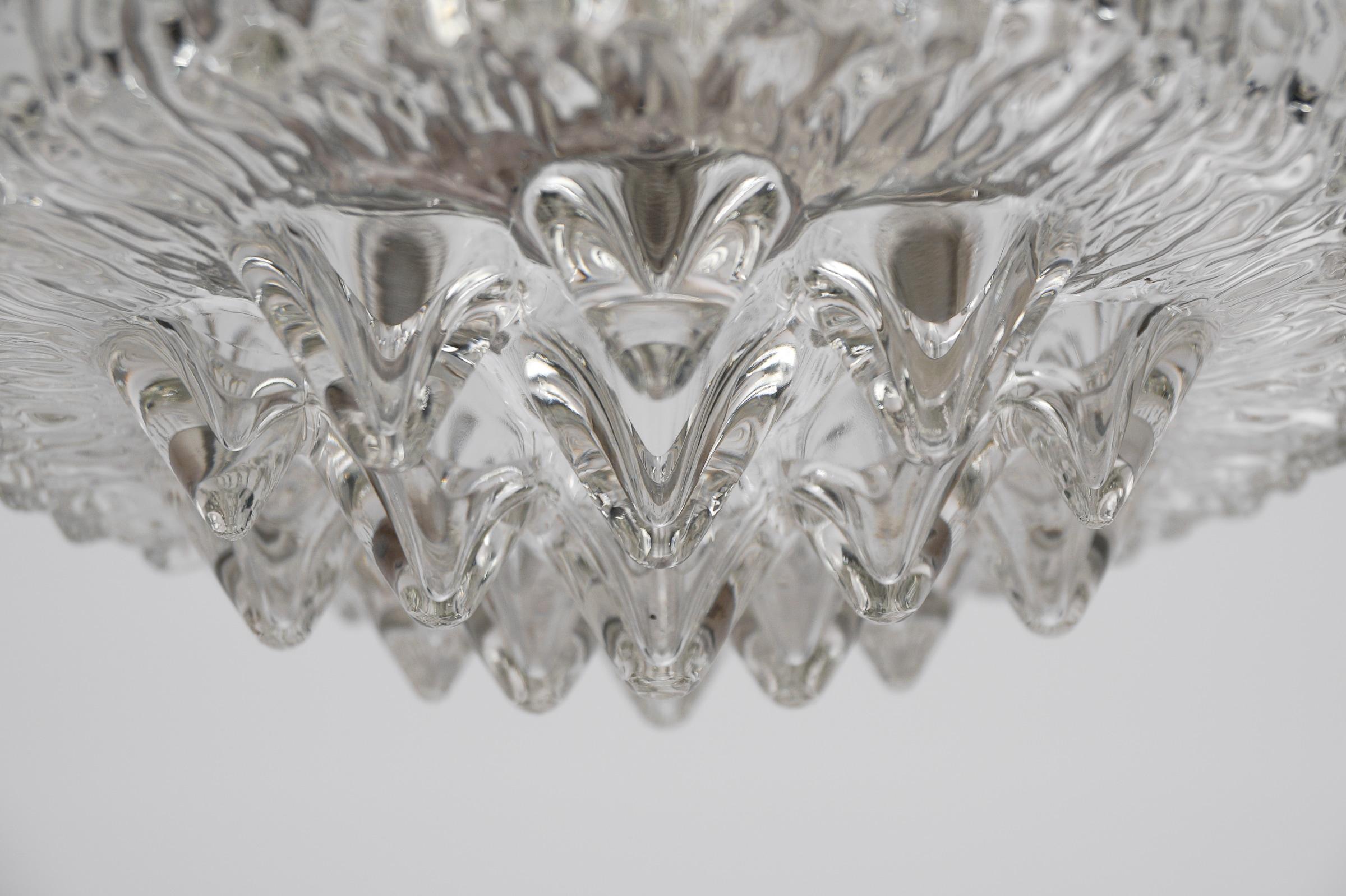 Mid-20th Century Clear Glass Icicles Flush Mount, Germany 1960s For Sale