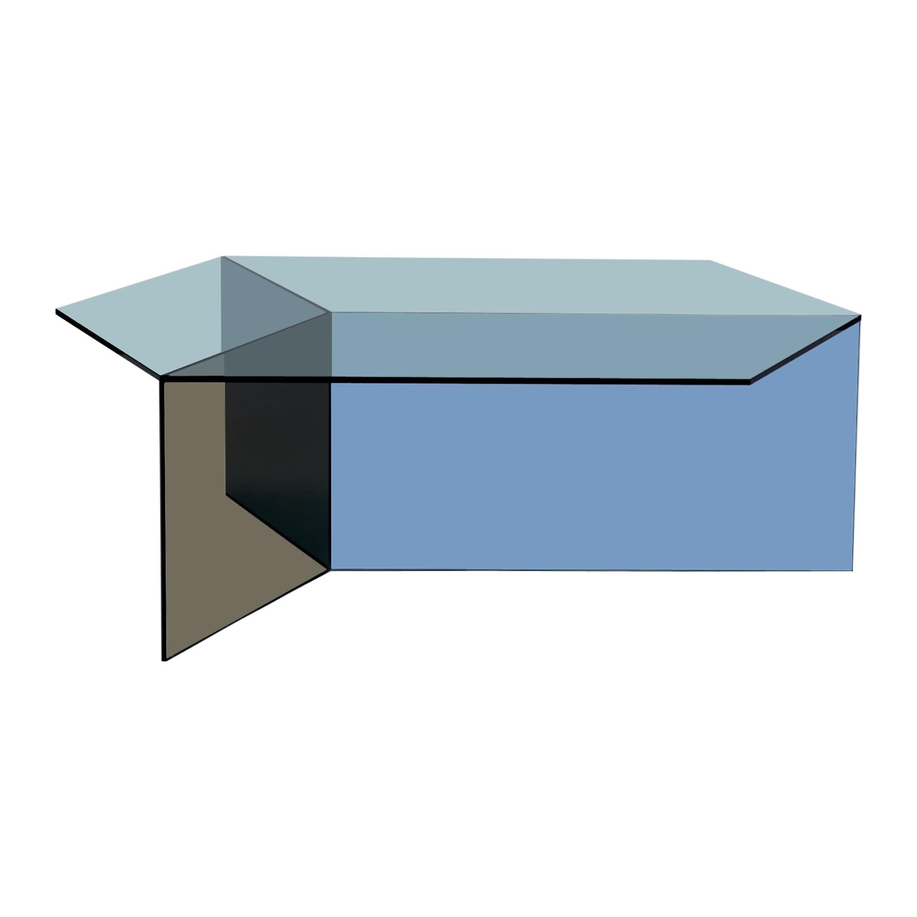 Table basse "Isom Oblong" en verre transparent, Sebastian Scherer