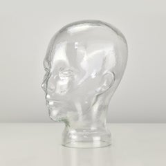 Clear Glass Mannequin Head Sculpture, 1970s German Decorative Design