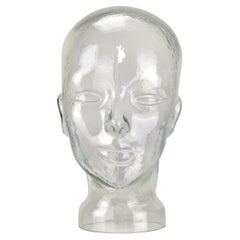 Clear Glass Mannequin Head Sculpture, 1970s German Decorative Design