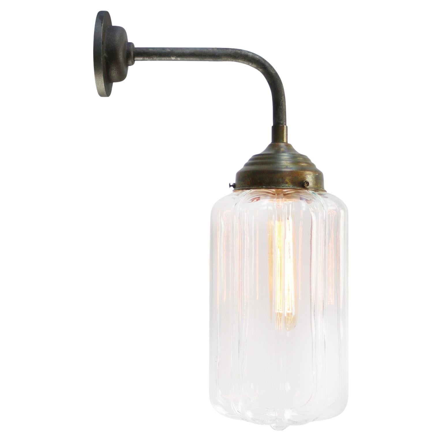 Clear Glass Mid-Century Brass Cast Iron Sconces Wall Lights