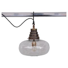 Clear Glass Midcentury French Pendant Light