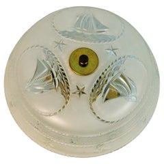 Clear Glass Nautical Ship and Stars Flush Mount