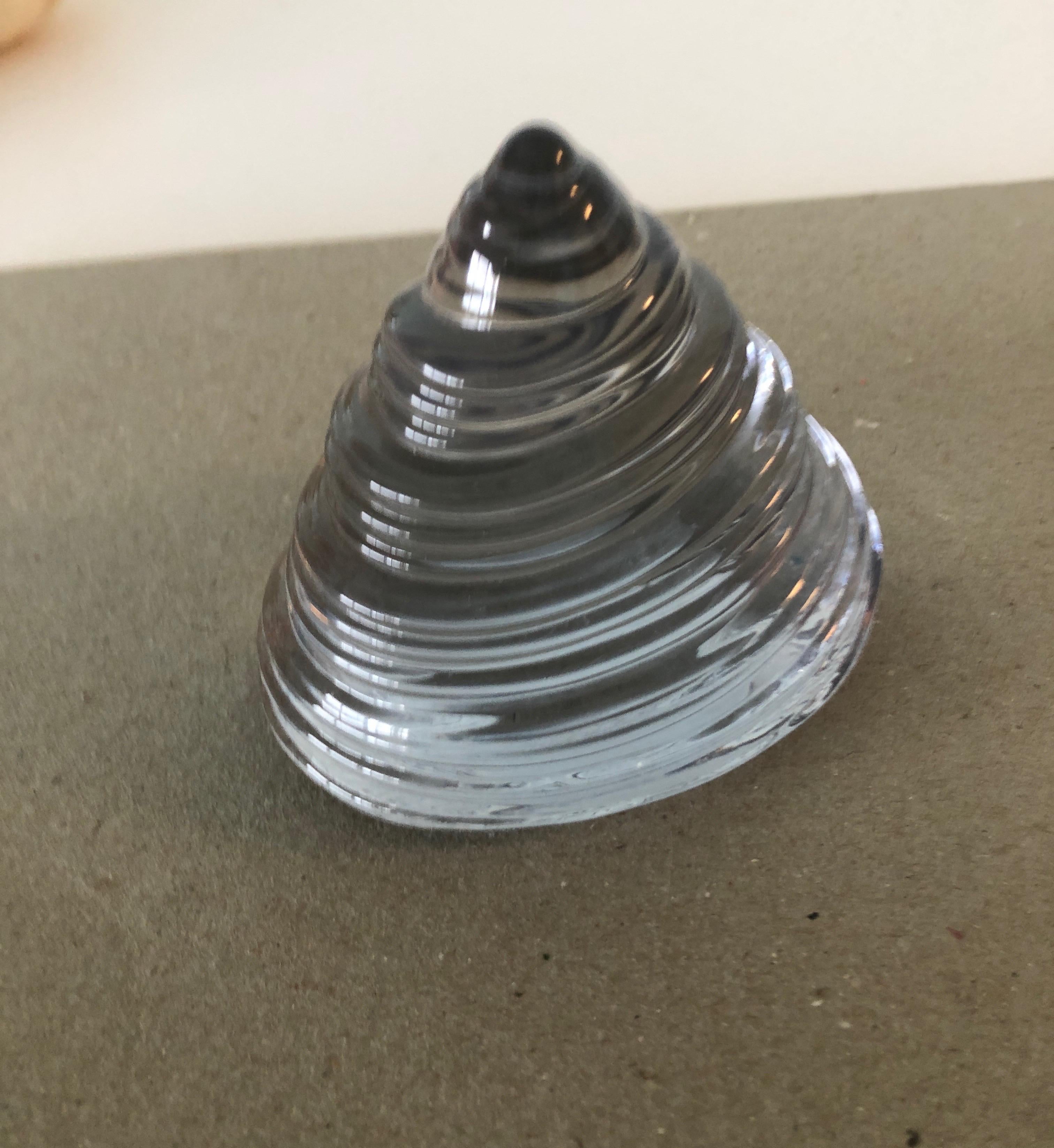 American Clear Glass Paperweight in a Cone Shell Shape