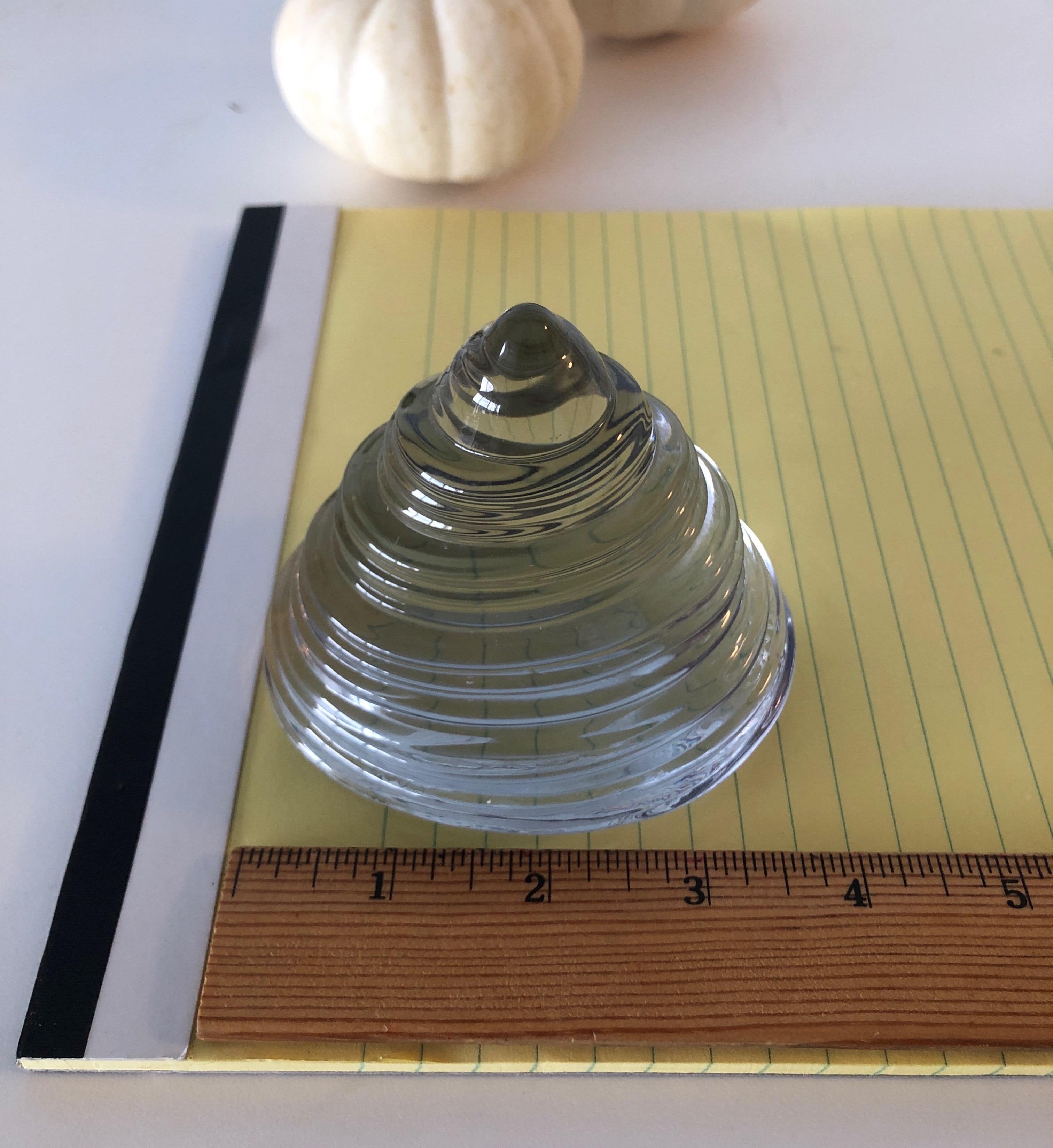 Late 20th Century Clear Glass Paperweight in a Cone Shell Shape