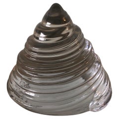 Clear Glass Paperweight in a Cone Shell Shape