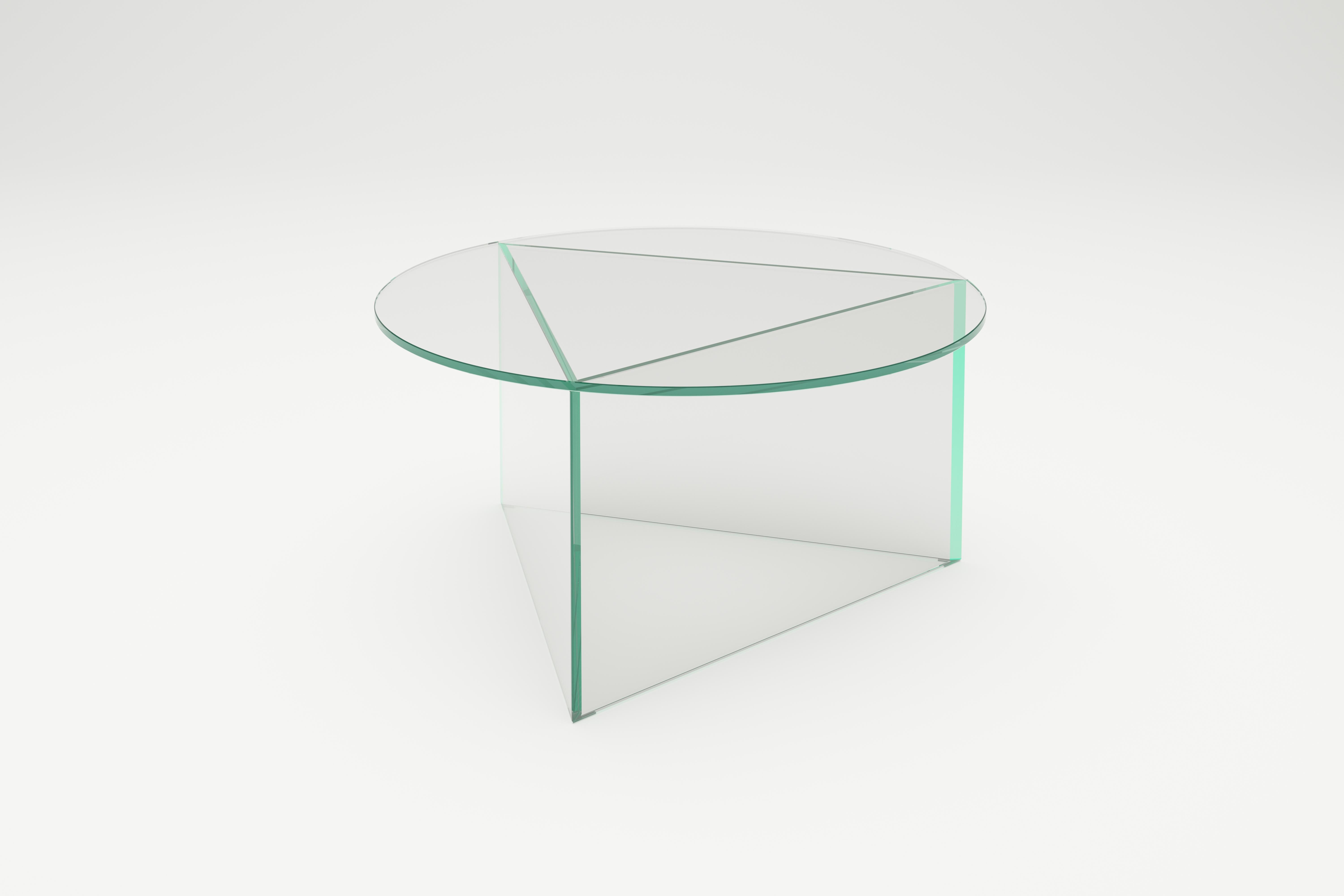Post-Modern Clear Glass Prisma Circle 80 Coffe Table by Sebastian Scherer For Sale