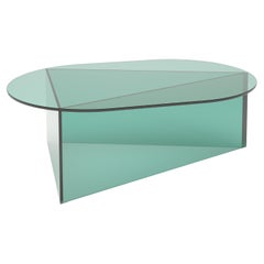 Table basse oblongue en verre transparent Prisma 105 de Sebastian Scherer