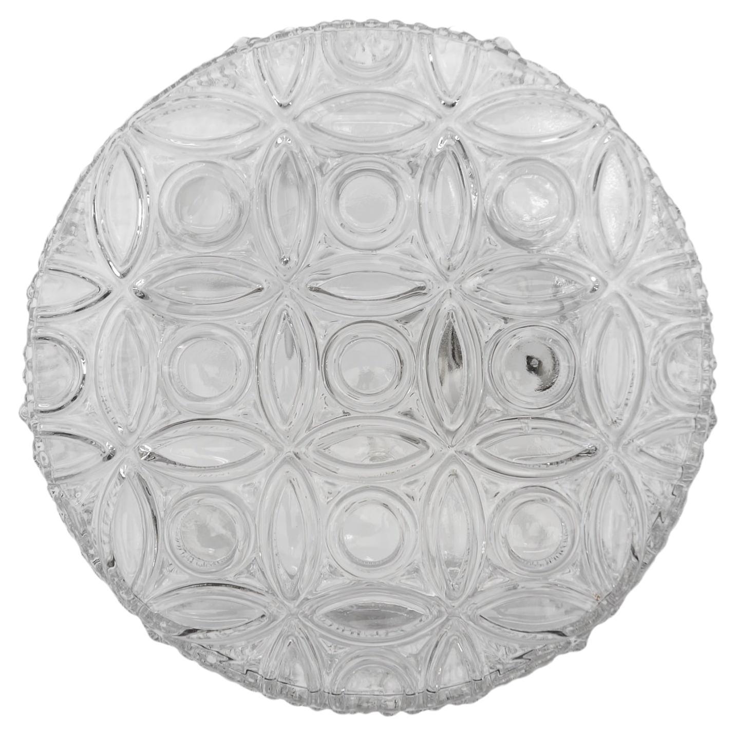 Clear Glass Round Flush Mount, Germany 1960s For Sale