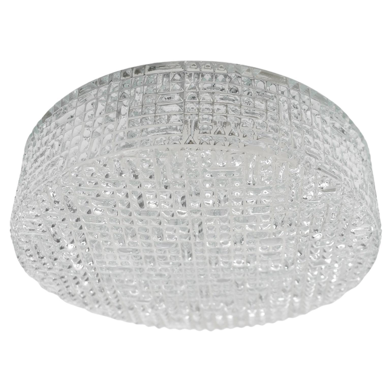 Clear Glass Round Flush Mount Light, Germany 1960s