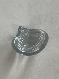 Clear Glass Sculptural Pinched Vase with Thick Base