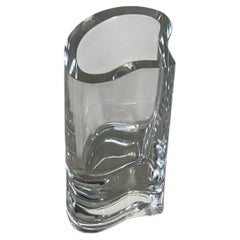 Clear Glass Sculptural Pinched Vase with Thick Base