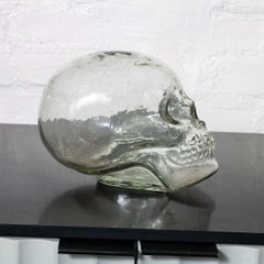 Clear glass sculptural skull vase
