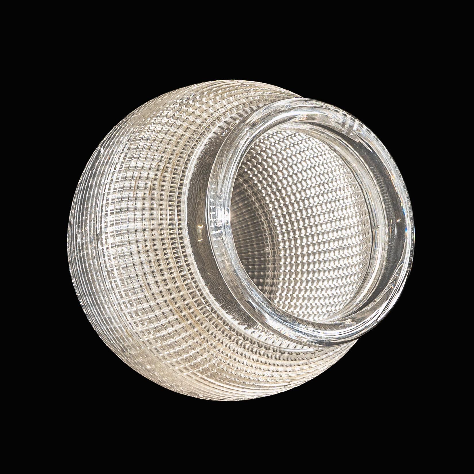 Paralume in vetro trasparente con texture Holophane e forma a goccia In condizioni buone in vendita a London, GB