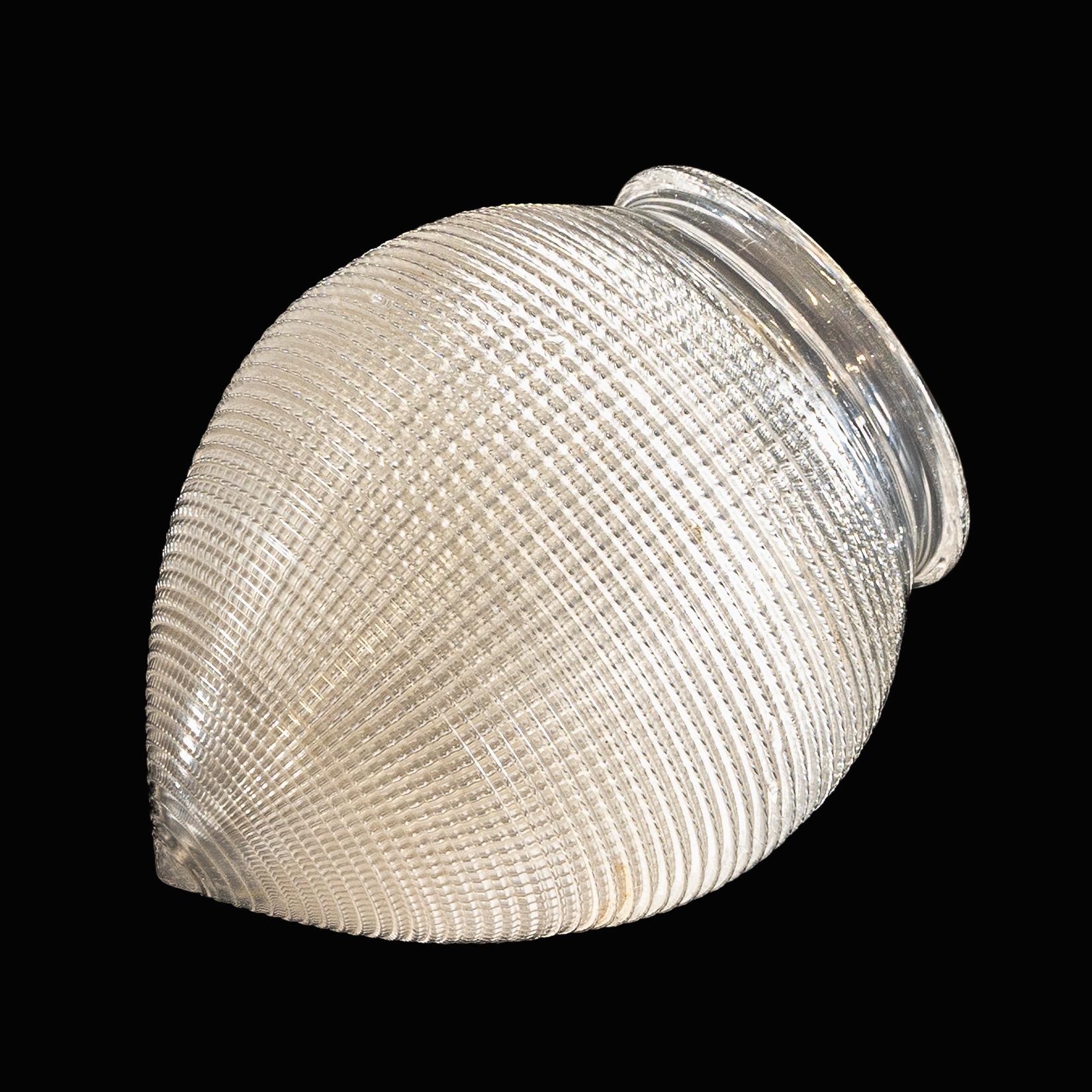 Vetro Paralume in vetro trasparente con texture Holophane e forma a goccia in vendita