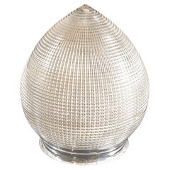 Clear Glass Shade with Holophane Texture & Teardrop Shape