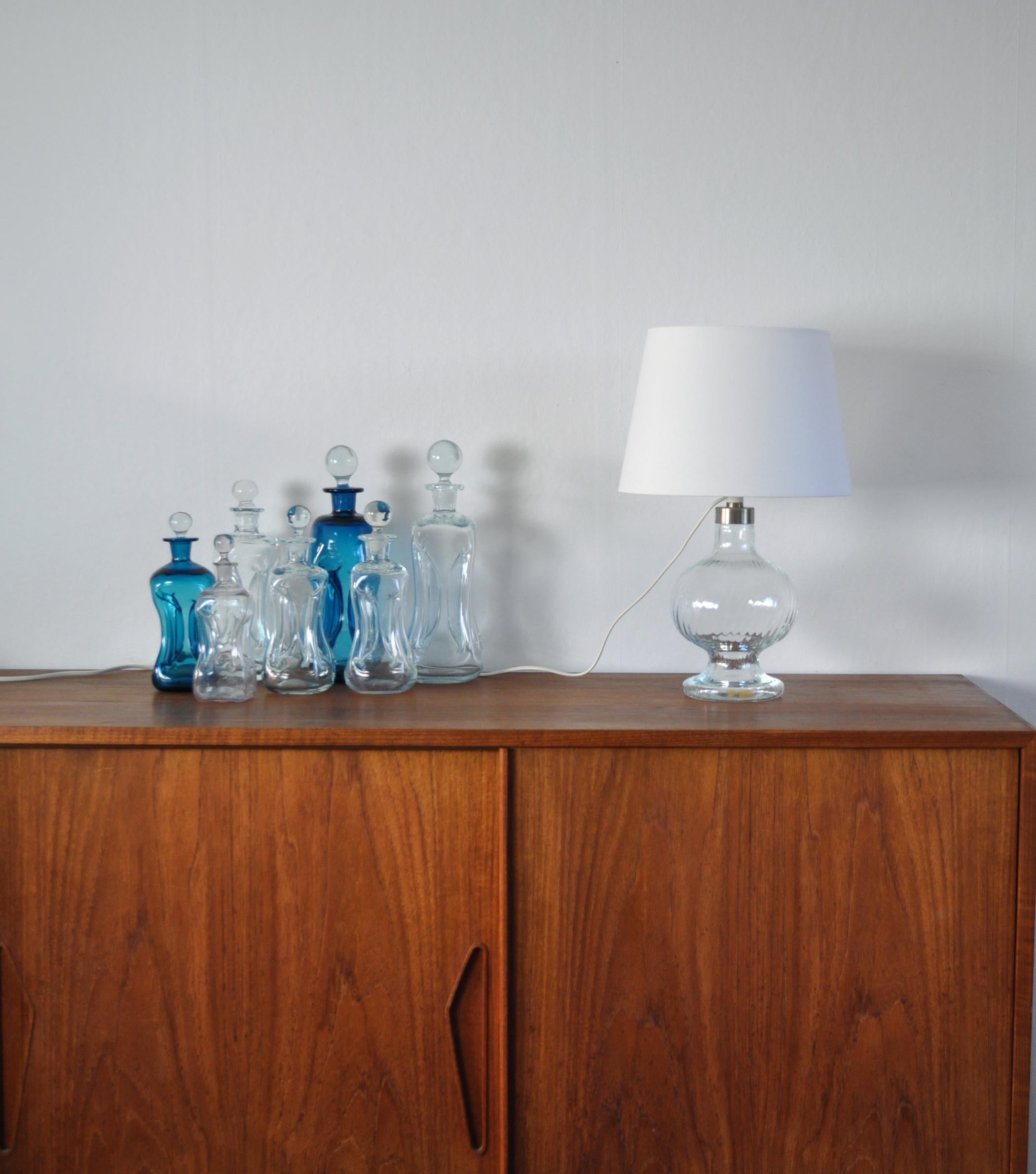 Late 20th Century Clear Glass Table Lamp by Michael Bang, Holmegaard Glasværk, 1978 For Sale