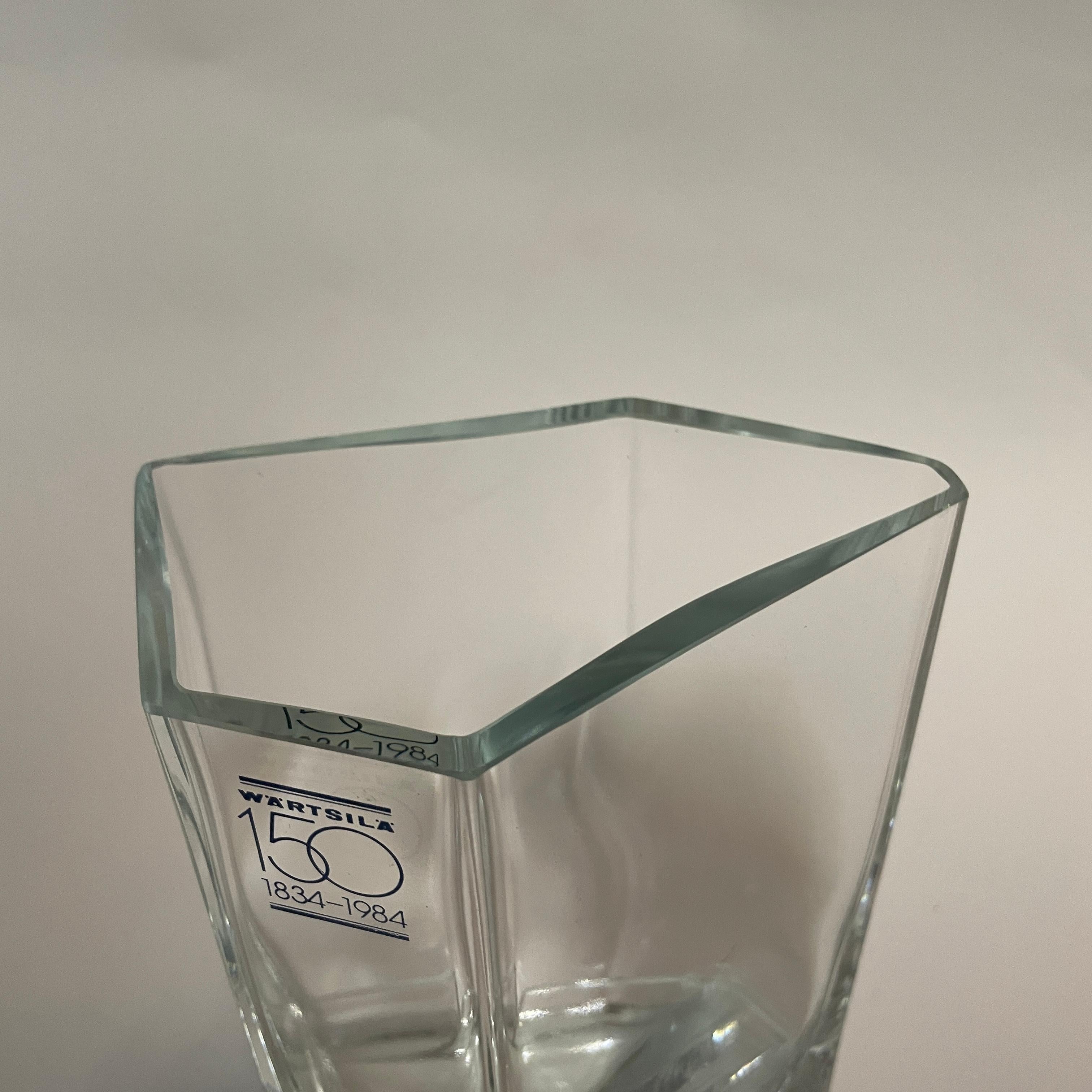 20th Century Clear Glass Vase made by Nuutajärvi glassworks Finland in 1984. For Sale