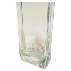 Clear Glass Vase made by Nuutajärvi glassworks Finland in 1984.