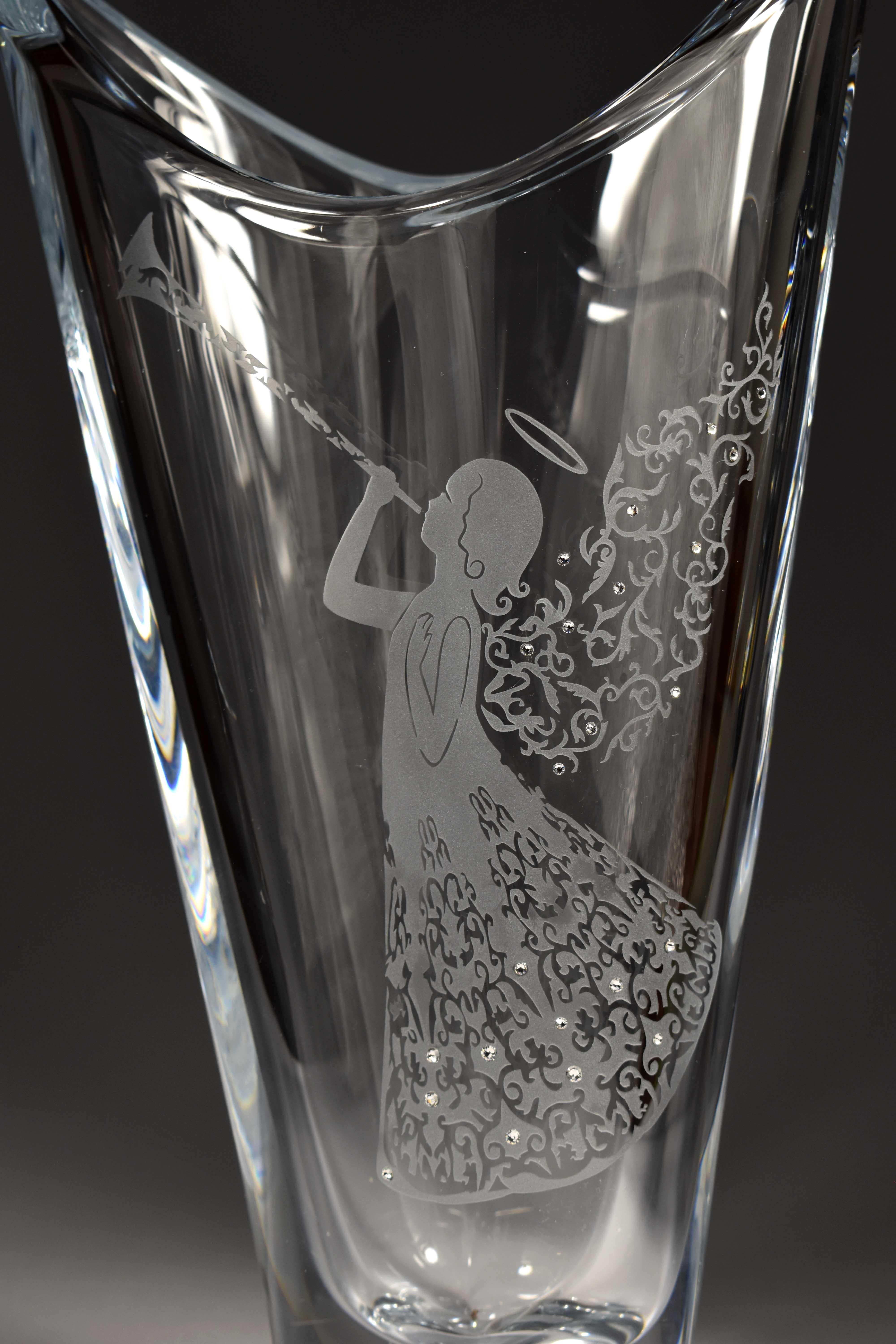 Clear Glass Vase with an Angel, Christmas Collection, Bohenian Glass 4