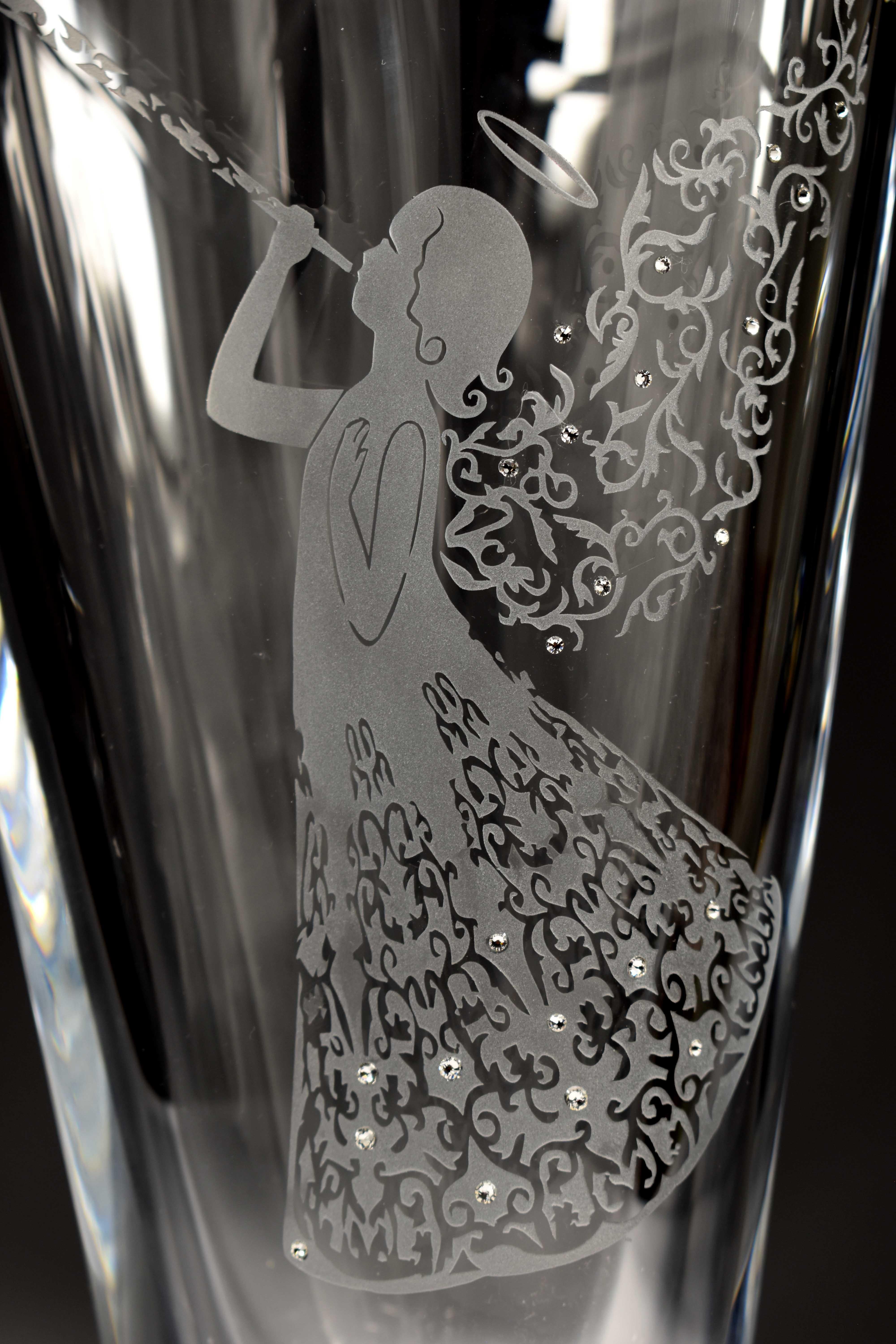 Clear Glass Vase with an Angel, Christmas Collection, Bohenian Glass 5
