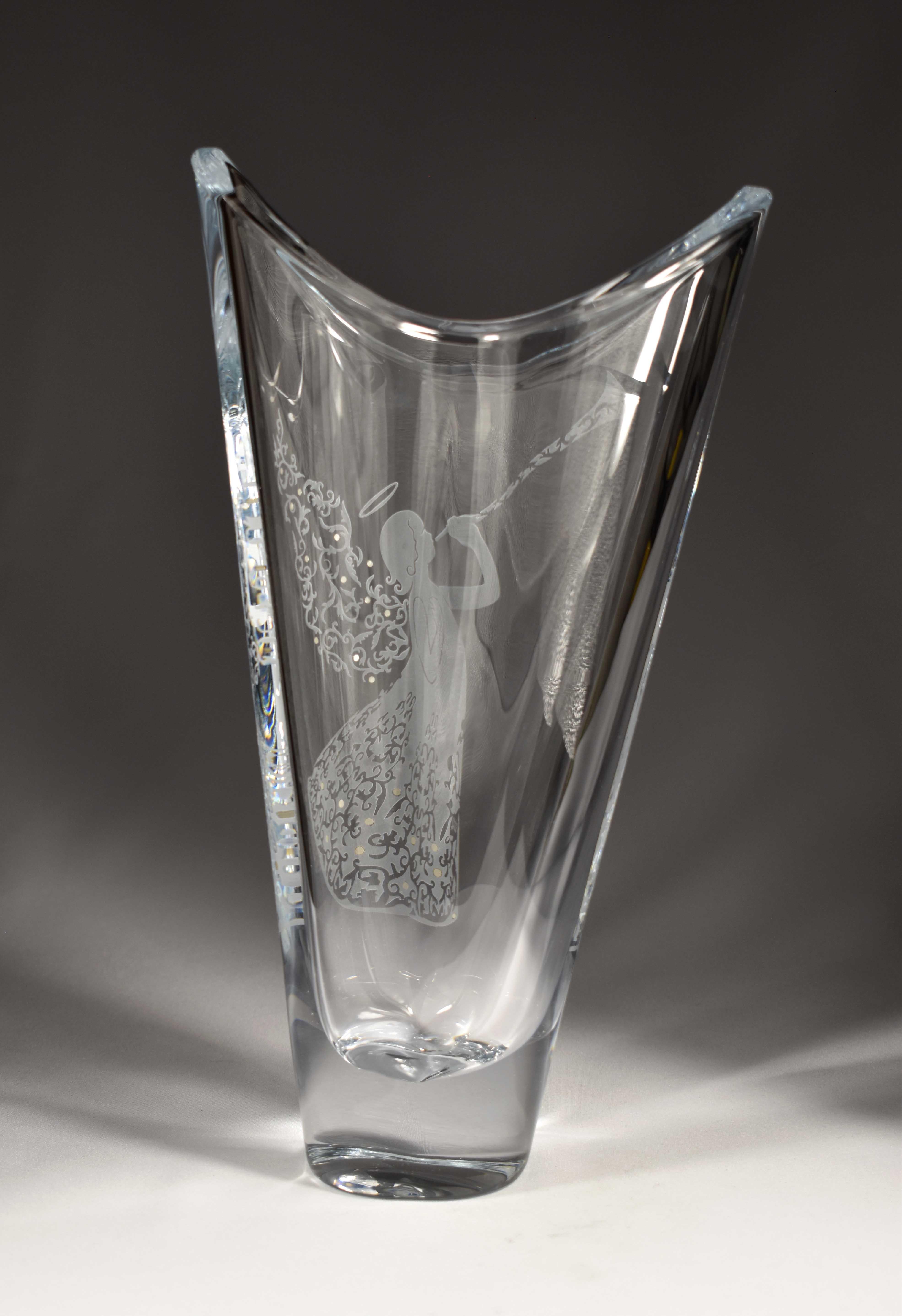 Clear Glass Vase with an Angel, Christmas Collection, Bohenian Glass 1