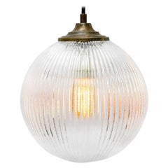 Clear Glass Vintage European Brass Top Pendant Light