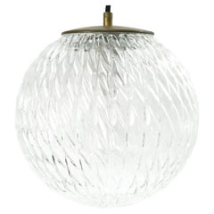 Clear Glass Vintage European Brass Top Pendant Light