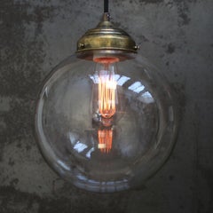 Clear Glass Vintage European Brass Top Pendant Lights