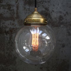 Clear Glass Vintage European Brass Top Pendant Lights