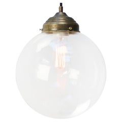 Clear Glass Vintage European Brass Top Pendant Lights