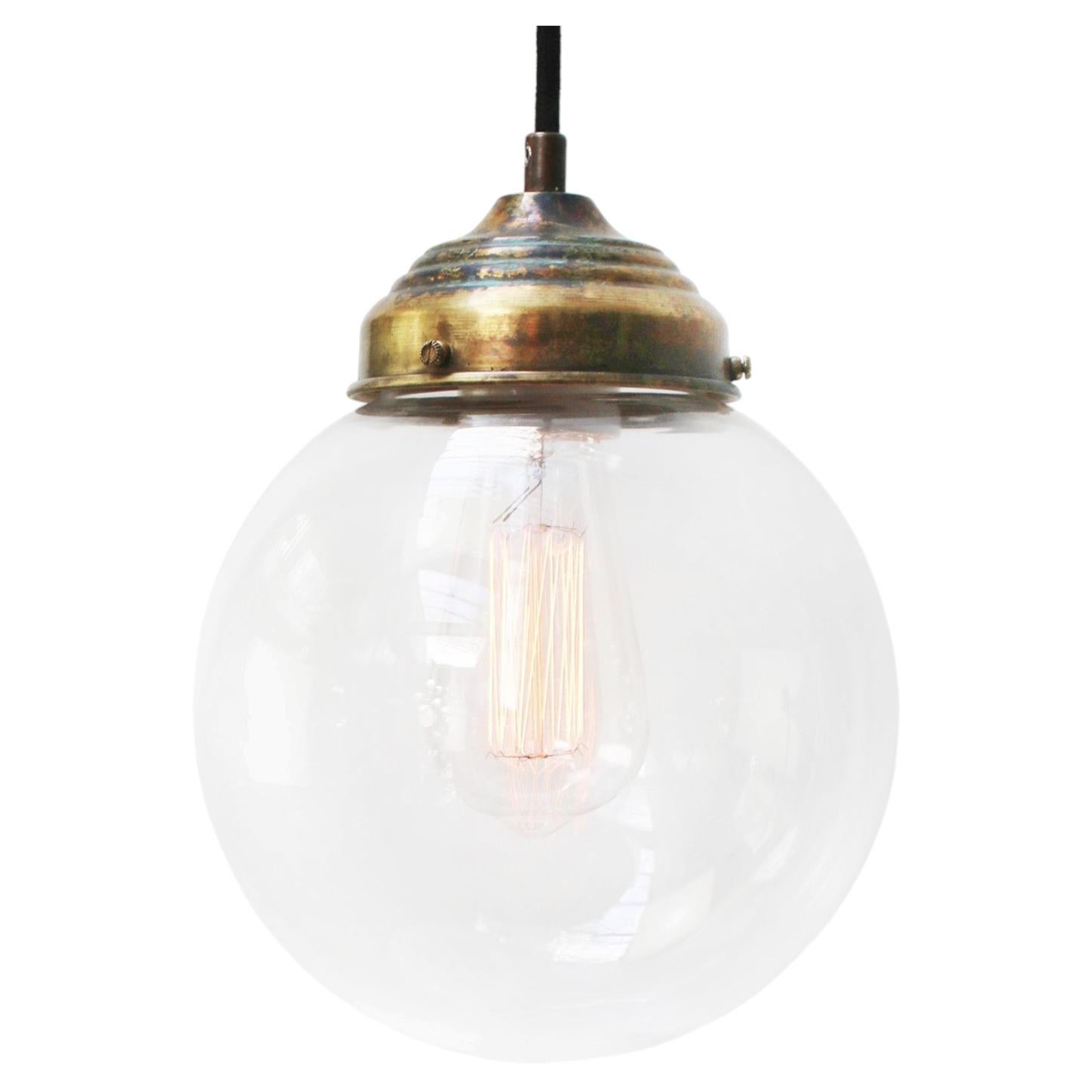 Clear Glass Vintage European Brass Top Pendant Lights