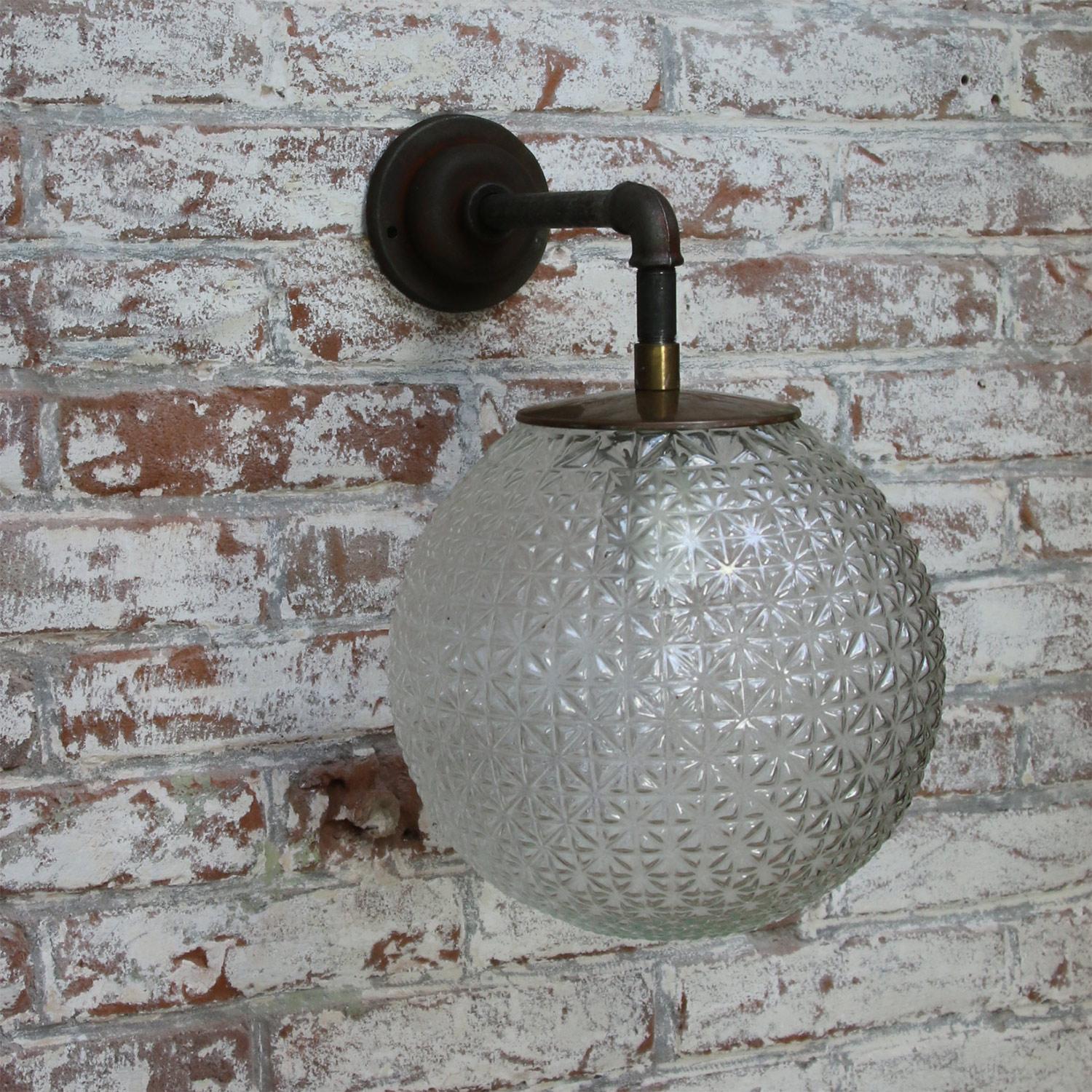 Enamel Clear Glass Vintage Industrial Brass Cast Iron Scones Wall Lights