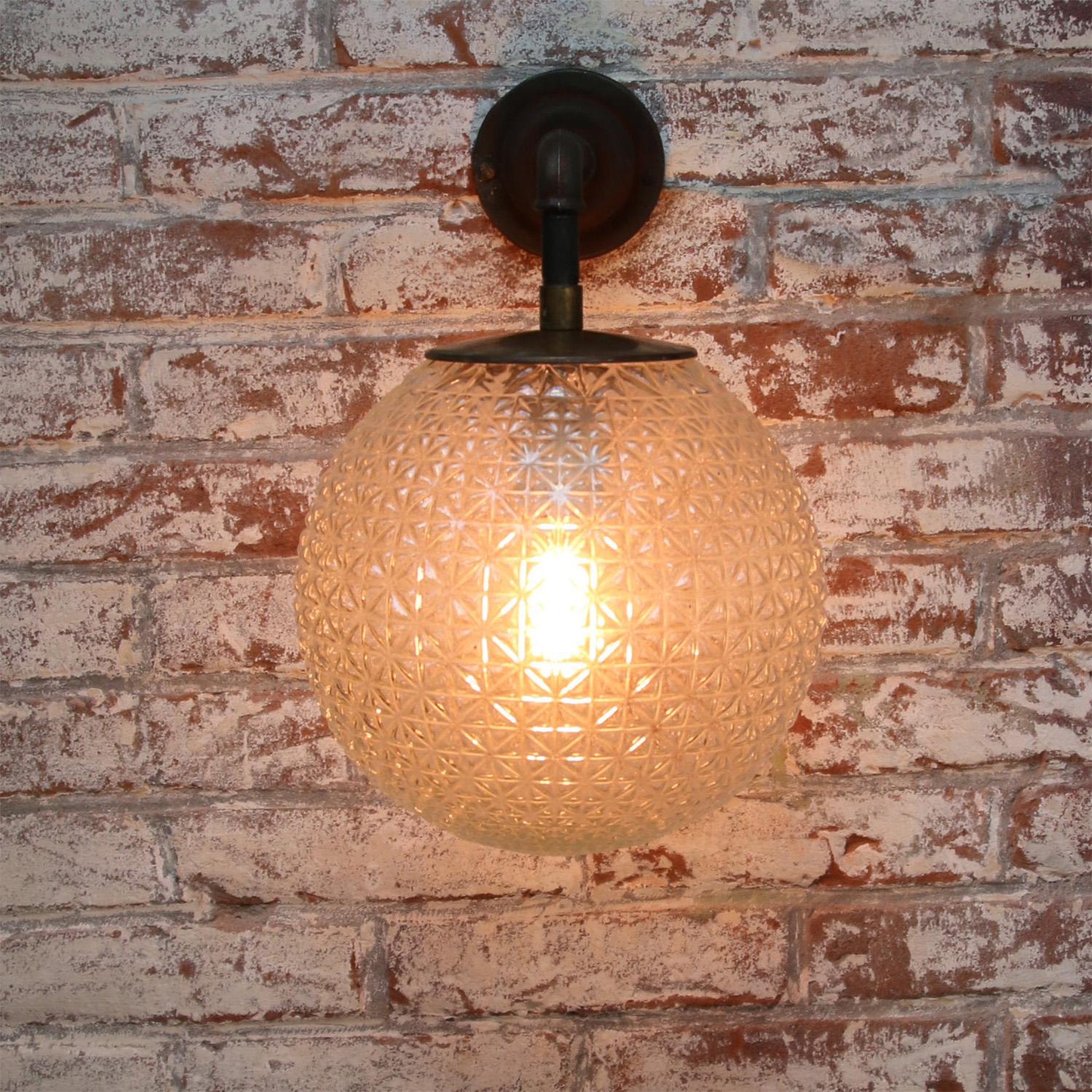 Clear Glass Vintage Industrial Brass Cast Iron Scones Wall Lights 2