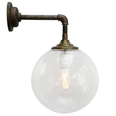 Lampes murales en verre transparent, en fonte, en laiton, de style industriel vintage