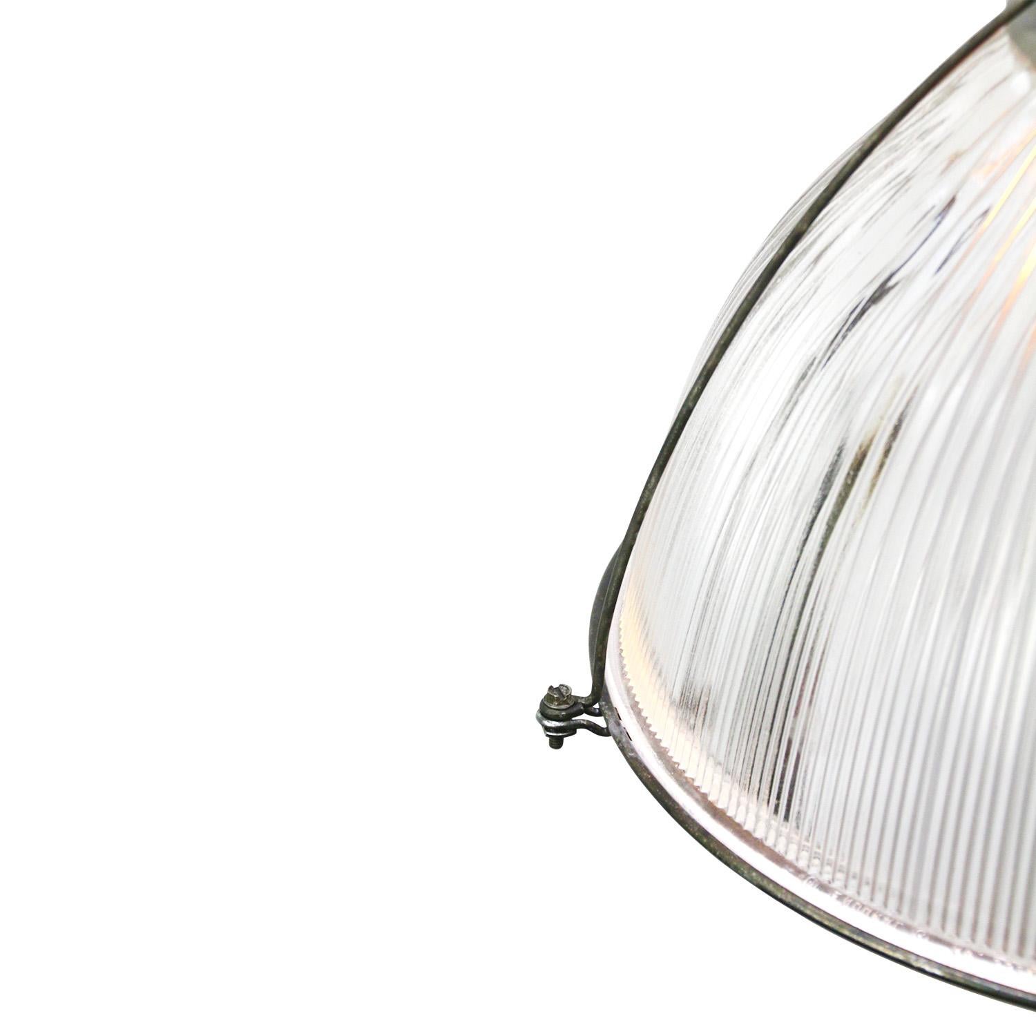 Clear Glass Vintage Industrial Pendant Light by Holophane In Good Condition In Amsterdam, NL