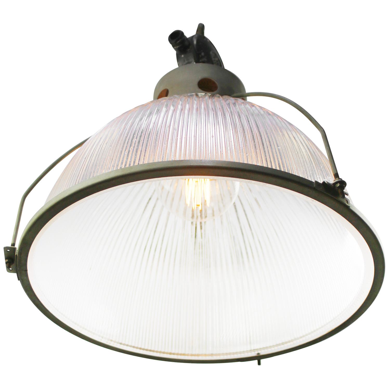 Clear Glass Vintage Industrial Pendant Light by Holophane In Good Condition In Amsterdam, NL