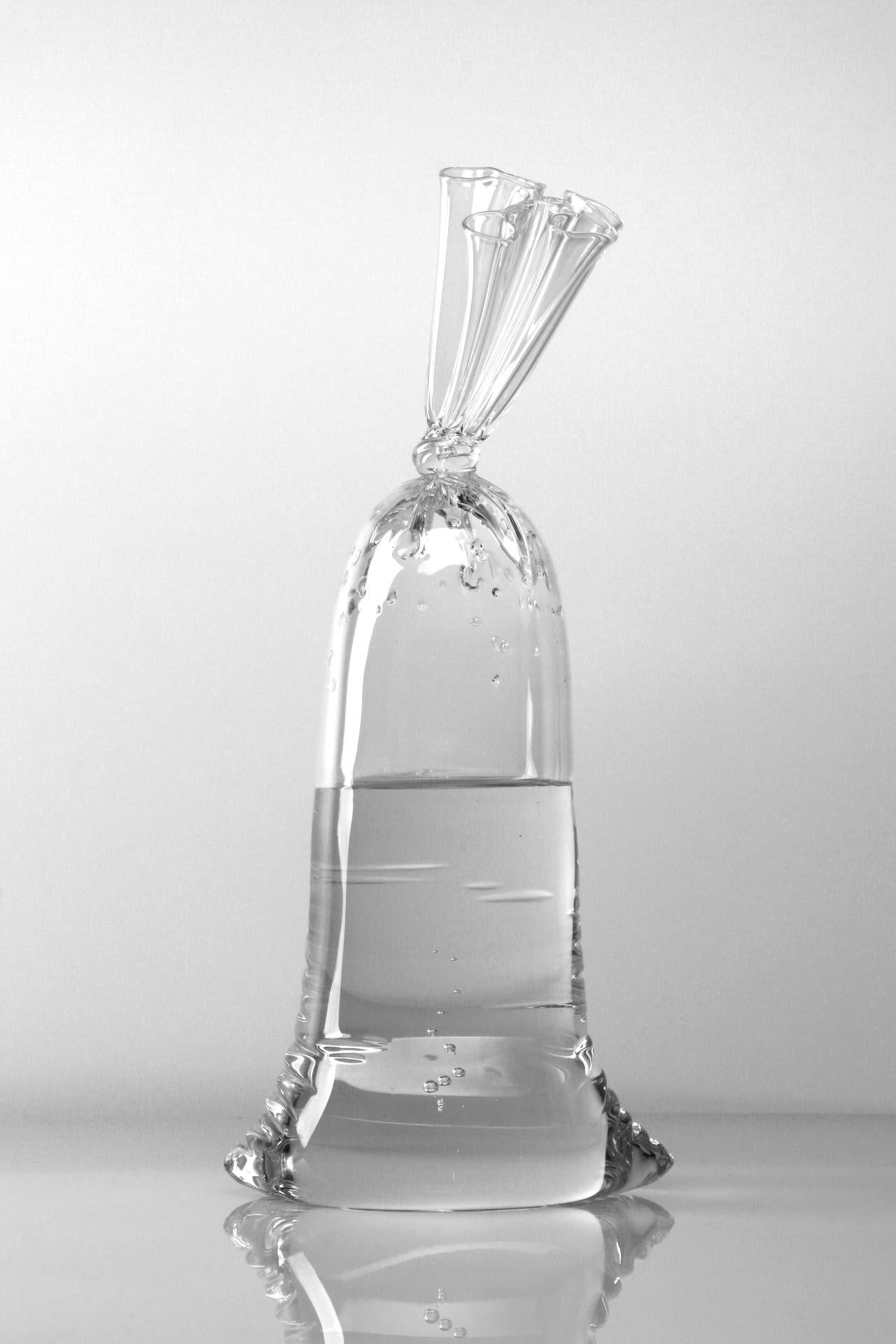 Modern Clear Glass Water Bag Sculptures Trio by Dylan Martinez For Sale