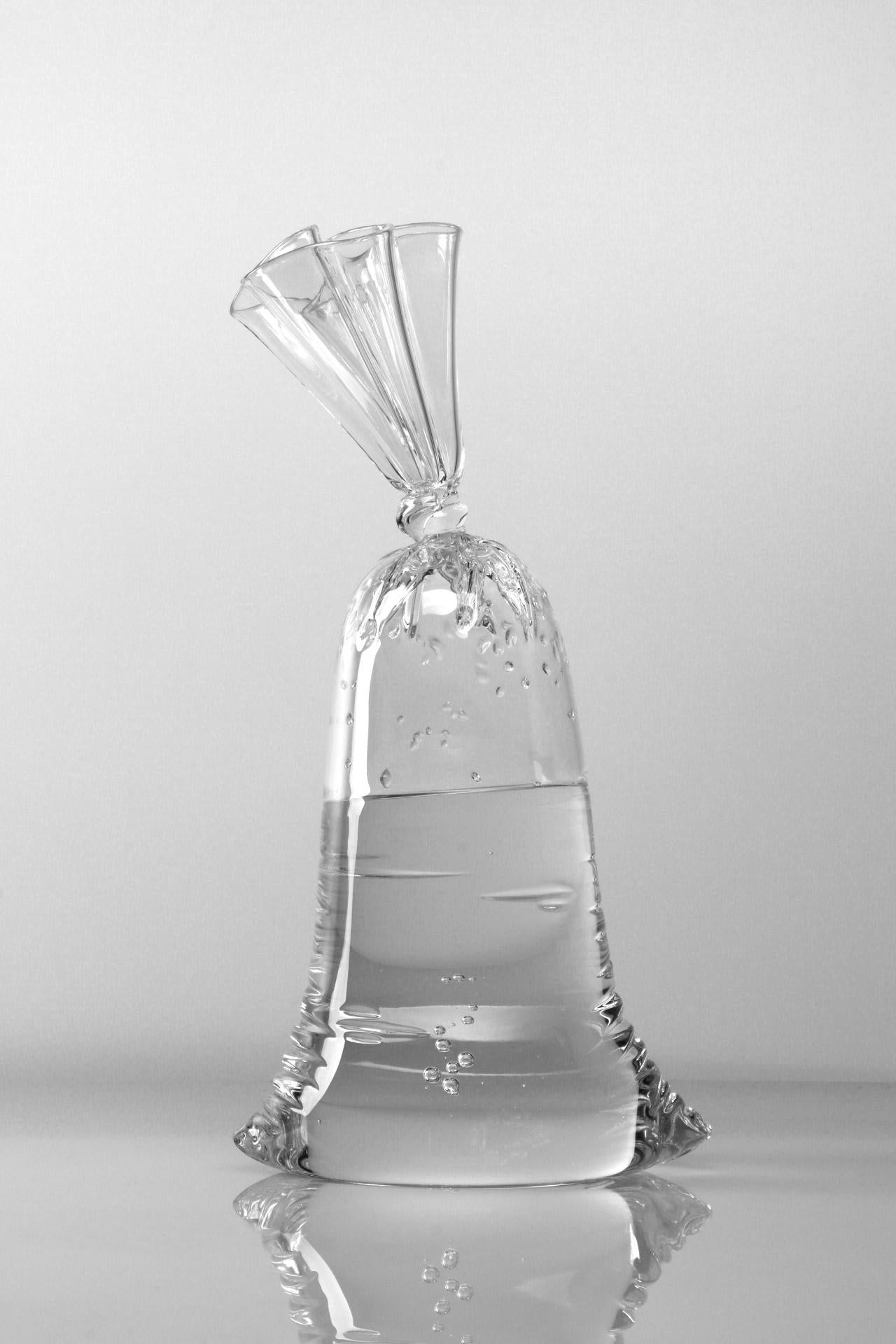 Clear Glass Water Bag Sculptures Trio by Dylan Martinez In New Condition For Sale In East Quogue, NY