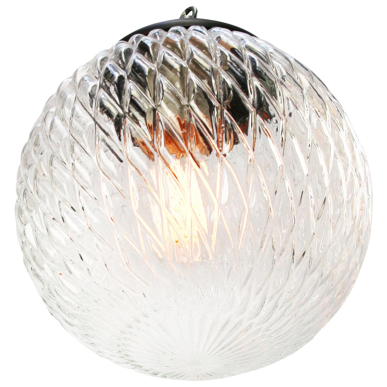 Clear texture globe glass pendant.

Weight: 2.00 kg / 4.4 lb

Priced per individual item. All lamps have been made suitable by international standards for incandescent light bulbs, energy-efficient and LED bulbs. E26/E27 bulb holders and new