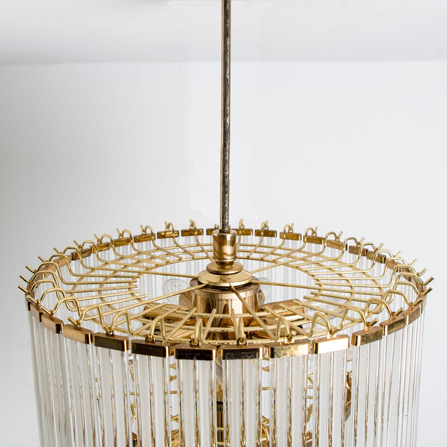 Other Clear Gold Glass Rod Chandelier by Sciolari, 1970s For Sale