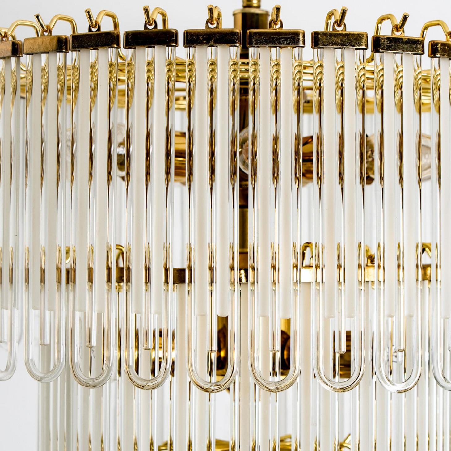 Lampadario a stelo in vetro oro chiaro di Sciolari, anni '70 In condizioni buone in vendita a Rijssen, NL