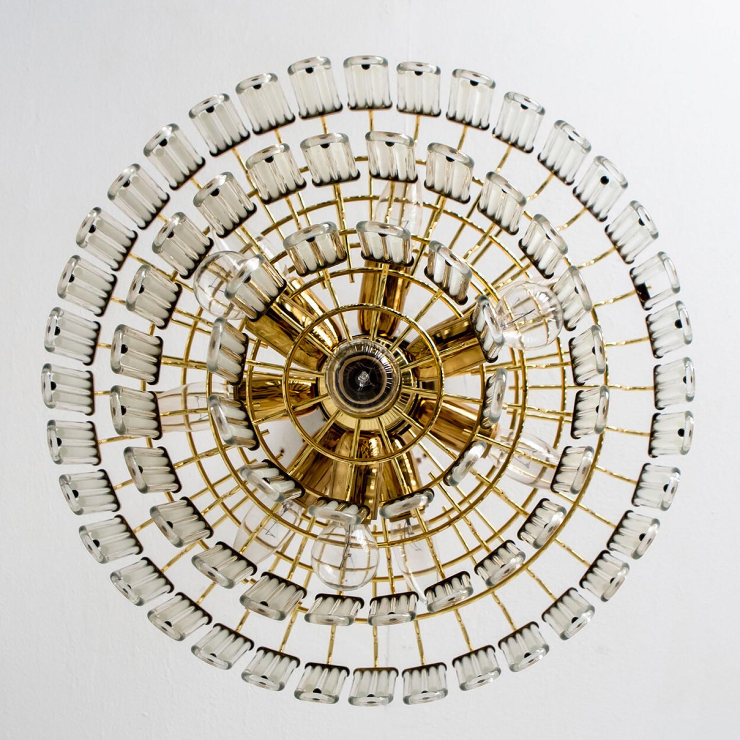 Brass Clear Gold Glass Rod Chandelier by Sciolari, 1970s For Sale