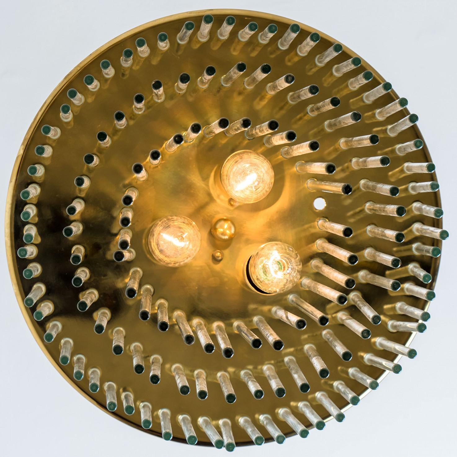 Clear Gold Glass Tube Chandelier by Sciolari, 1970s For Sale 5