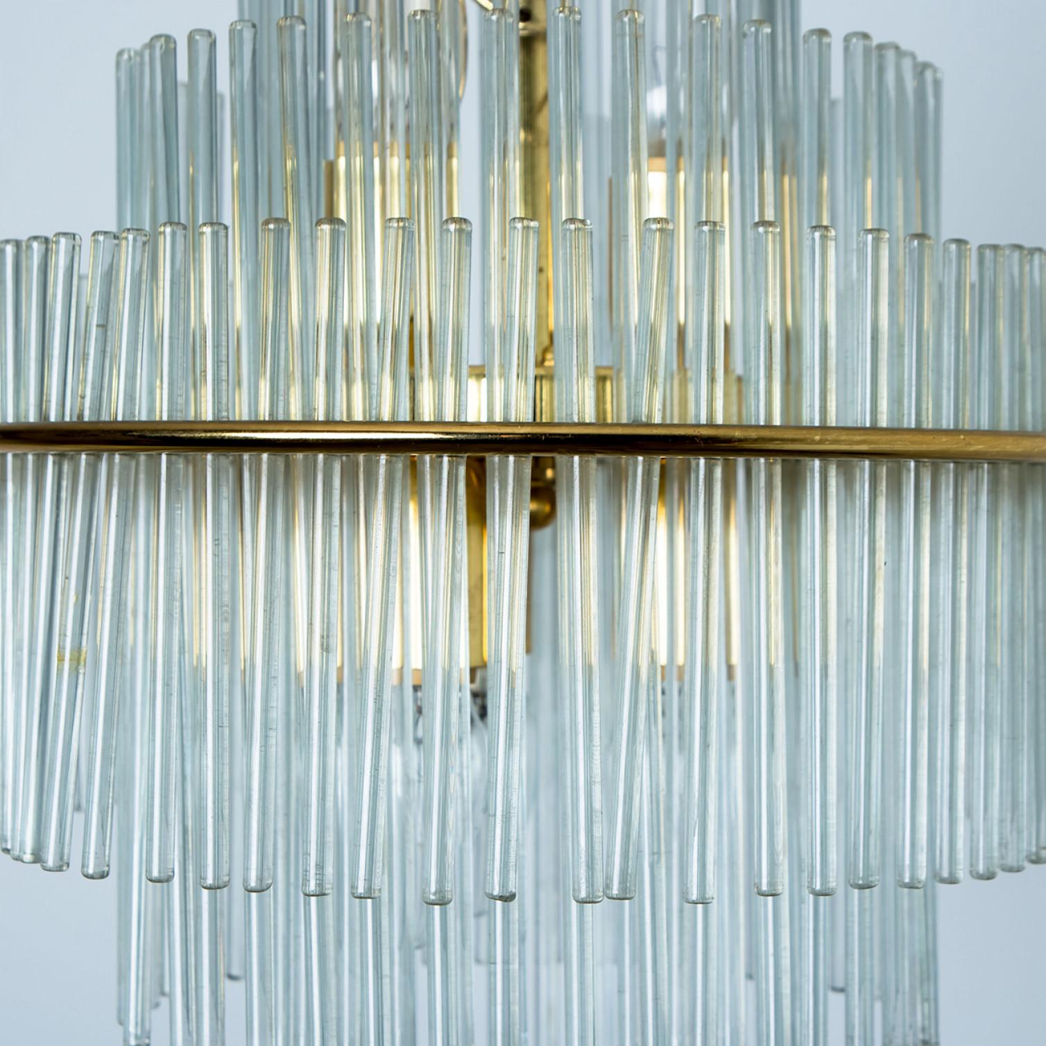 Clear Gold Glass Tube Chandelier by Sciolari, 1970s For Sale 10