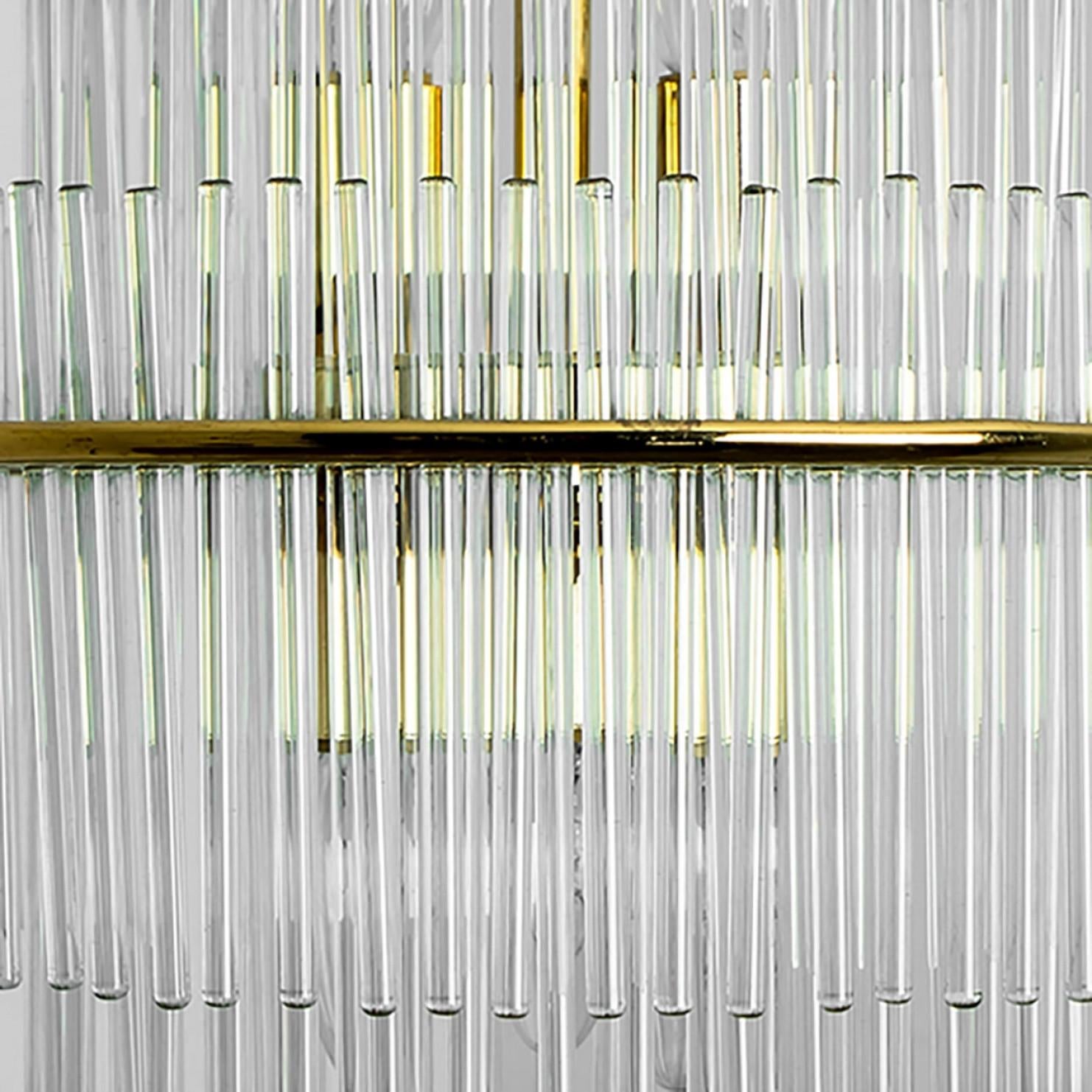 Mid-Century Modern Clear Gold Glass Tube Chandelier by Sciolari, 1970s For Sale