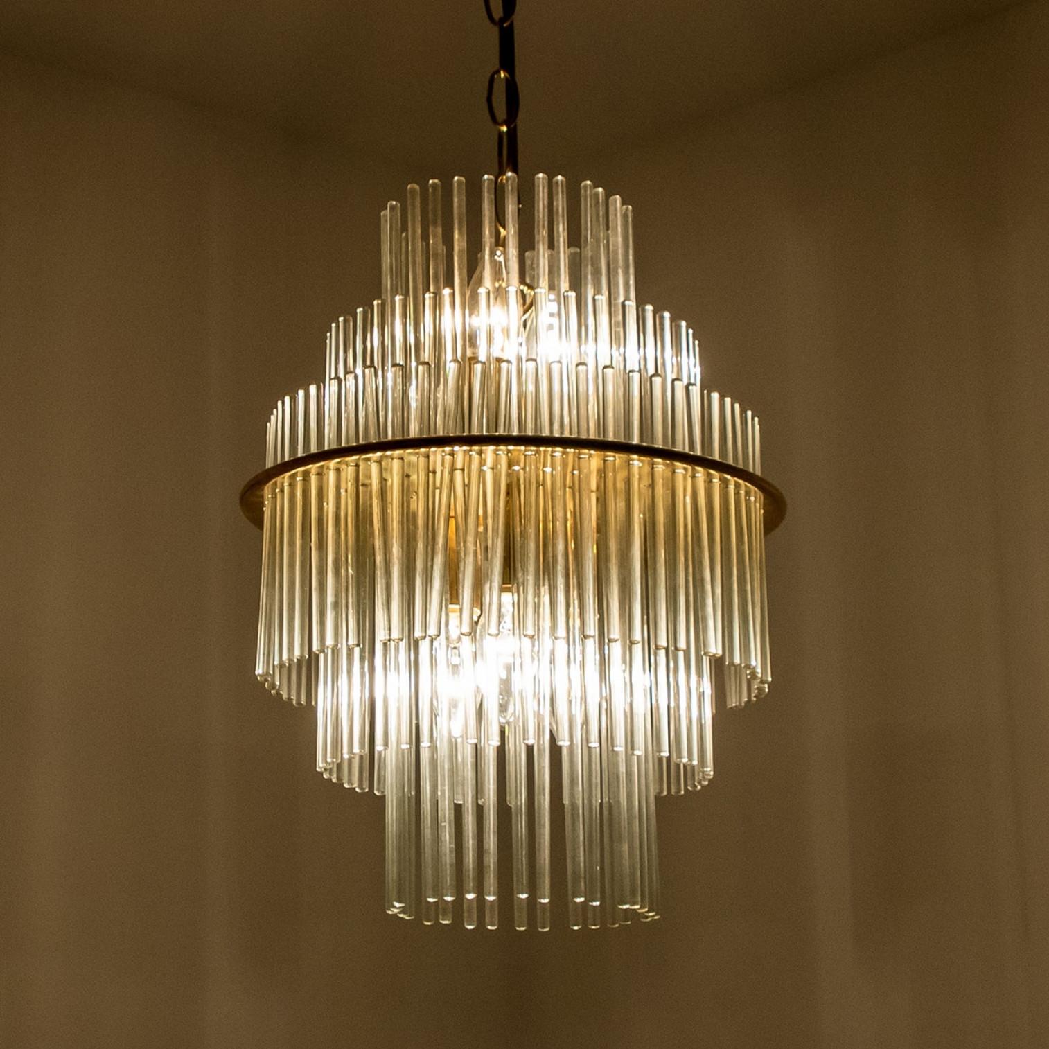 Lámpara de tubo de cristal dorado transparente by Sciolari, 1970s Otro en venta